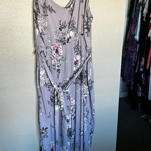 Light purple floral wide leg jumpsuit